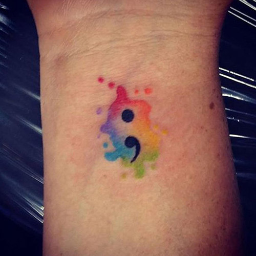 Pretty watercolor semicolon tattoo design