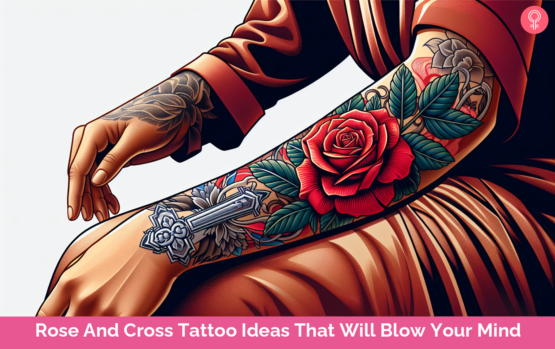 cross with roses tattoo